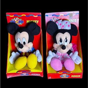 Vintage 90s Arcotoys Mattel Disney Mickey and Minnie Mouse Stuffed Plush Doll